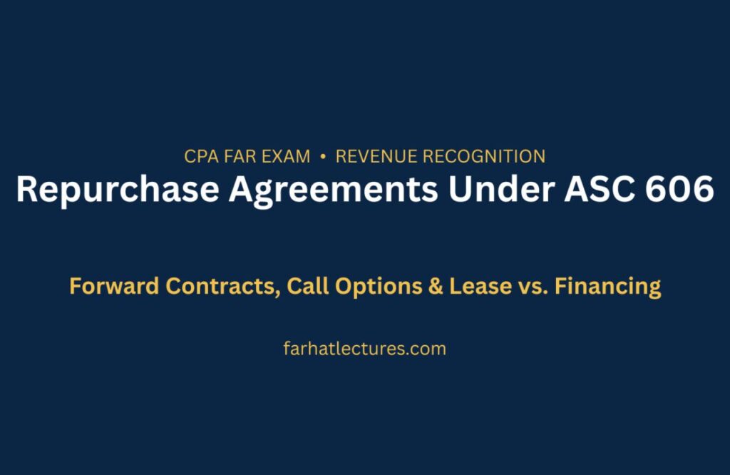 Repurchase Agreements Under ASC 606 — forward contracts, call options, and lease vs. financing for the CPA FAR exam | farhatlectures.com
