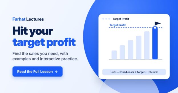 Target profit chart with bars rising to a target profit line